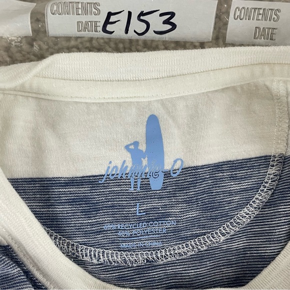 Johnnie-O Shirt Mens Large Blue Striped Crewneck Pocket Tee Preppy Cotton E153 - Picture 8 of 8